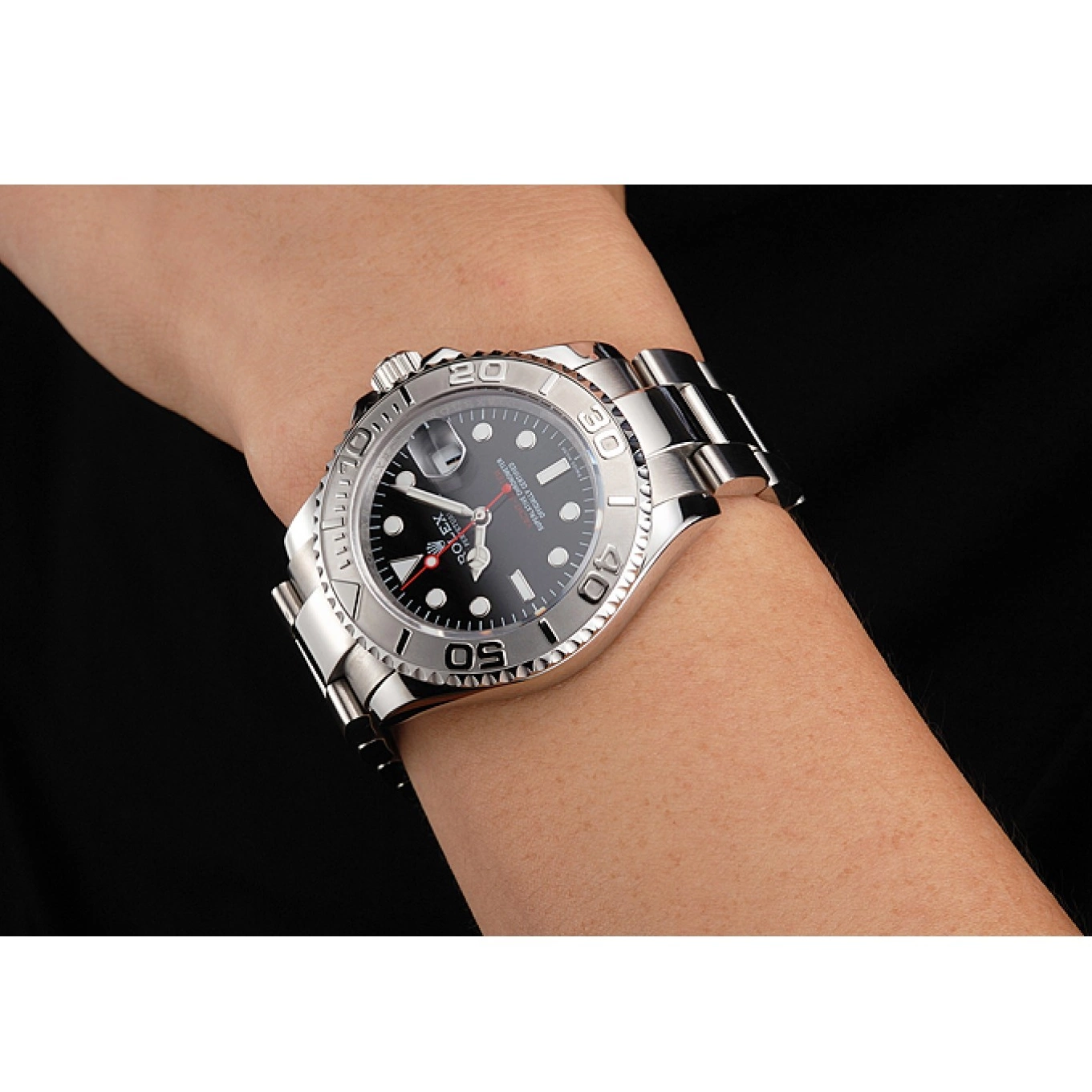 Rolex copies cheap Steel Bracelet Black Yacht-Master Rolex Dial And Swiss Case Stainless 0711